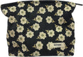GUTGNK Corduroy Ladies Cosmetic Bag, Large Capacity Canvas Cosmetic Bag Travel Toiletry Bag Accessories Organizer, Black Plum