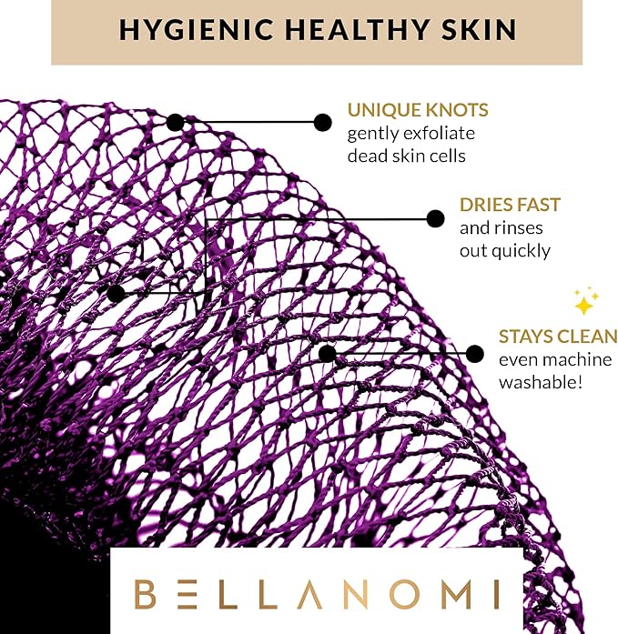 Bellanomi African Exfoliating Net Sponge, Authentic, Ethically sourced from Nigeria, 45 inches Long, Back Scrubber for Daily use (Indigo)