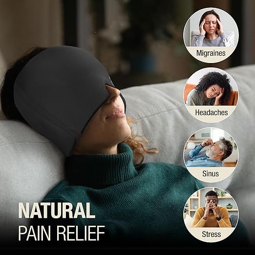 DMI Ultra Migraine Relief Cap | Natural Headache Relief | HSA & FSA Eligible | Migraine Mask and Headache Relief Hat | Gel Eye Mask | Ice Face Mask and Cold Cap for Migraines | Headache Ice Pack