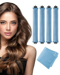 Heatless Curls Overnight with Satin Head Scarf, Velvet Hair Rollers for Blowout Look, No Heat Curling Rod for Long Thick Hair, Soft Sleep In Flexi Rods