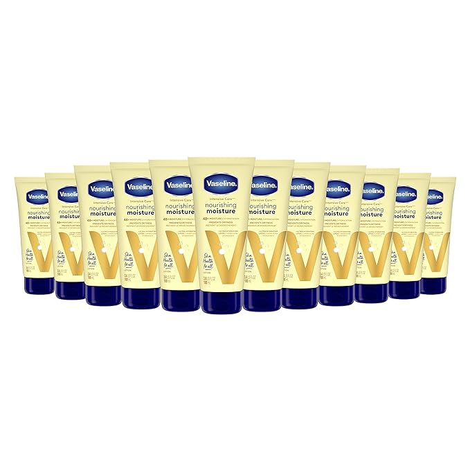 Vaseline Nourishing Moisture Body Lotion Hand & Body Lotion Pack of 12 for Dry Skin made with Ultra-Hydrating Lipids & Pure Oat Extract 3.4 oz