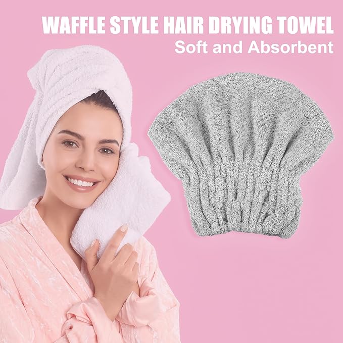 VOCOSTE Charcoal Fiber Hair Drying Towel Dry Cap, Lightweight Strong Absorbent, for After Bath Drying Hair, Light Gray