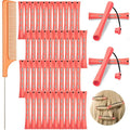 48 Pieces Cold Wave Hair Perm Rods and Plastic Curlers with Steel Pintail Comb for Hairdressing and Styling (Pink, 0.51 Inch/ 1.3 cm)