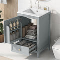 Bellemave 20-inch Bathroom Vanity with Sink, Free Standing Bathroom Vanity Cabinet with Soft Closing Door, Storage Rack, and Drawer, Solid Wood Vanity Set with Ceramic Sink（Grey）