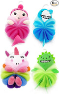 MURRI&MURRDI 4 Pack Kids Bath Sponges - Cute Animal Shower Pouf Set, Gentle Exfoliating Body Scrubber for Toddlers, Cartoon Mesh Loofah Gift for Boys & Girls