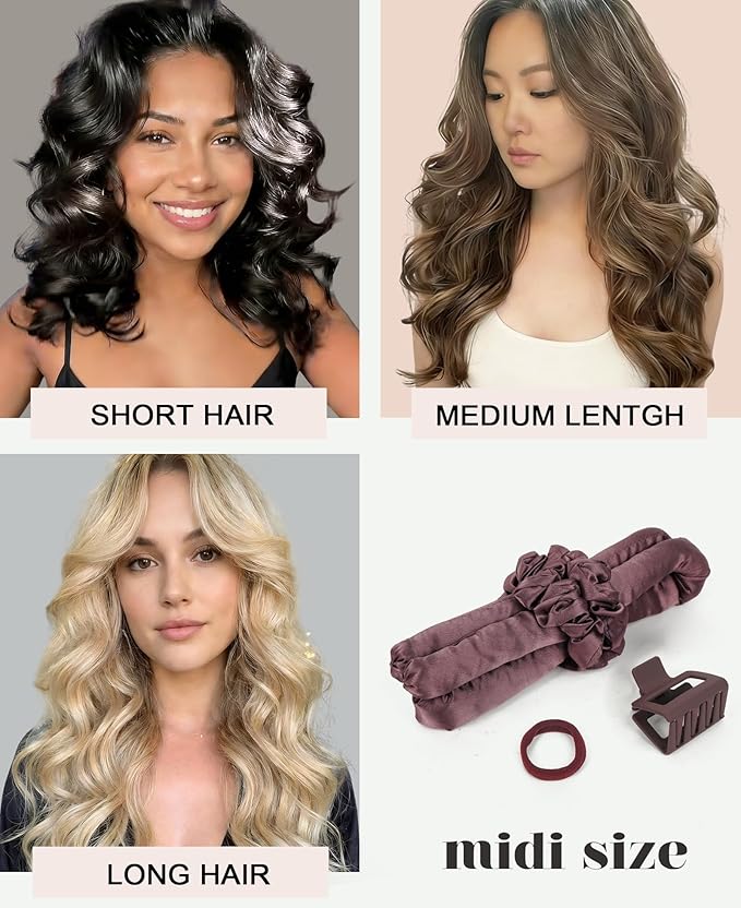 Satin Heatless Hair Curler Curling Rod Set, Soft Small Flexi Rods Hair Rollers Curlers to Sleep In No Heat Heatless Curls Overnight Blowout Rods for Short Hair & Medium Hair for Tight Curls