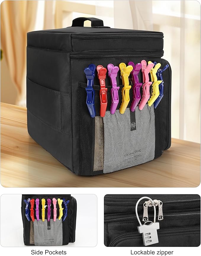 Relavel Hair Tools Travel Bag Hairstylist Traveling Bag Dual Layer Hairdresser Cosmetology Bag Storage Organizer Case for Hair Stylist Essentials, Barber Accessories with Adjustable Dividers