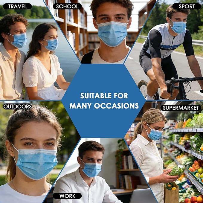 NNPCBT 5 Color Disposable Face Masks 125 Pack,3-Ply Breathable Mask For Adults,Great For Outdoors,Home, Office, School