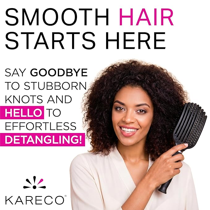 Premium Tangle Buster Brush – Soft Nylon Travel-Friendly Bristles – Long Durable Rubber Handle – Ideal for Wet and Dry Hair & Easy Grooming, Cashmere Color