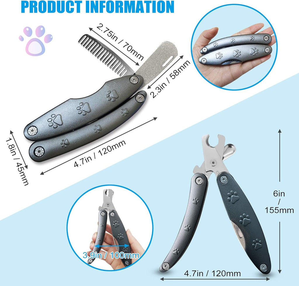 【2025 Quiet Design】 Dog Nail Clippers for Sensitive Dogs, Sharp Smoothest Nail Clippers for Large Medium Small Dog with Nail File & Comb, Cut Through Thick Nail in One Squeeze, Heavy Duty