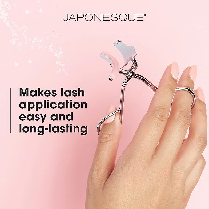 JAPONESQUE False Lash Fuser and Curler - Fuse Natural Lashes to False Eyelashes - No More Flyaway Corners! Great Tool for Short Natural Lashes