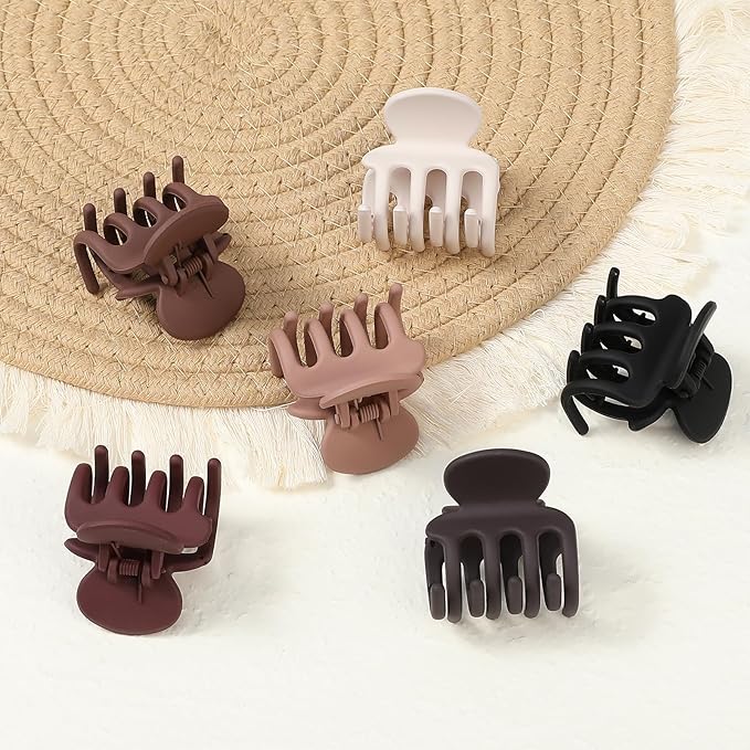 6 Pcs Hair Clips Small Claw Clips for Thin Hair Medium Matte Non-slip Hair Accessories for Women and Girls (Brown Scarlet)