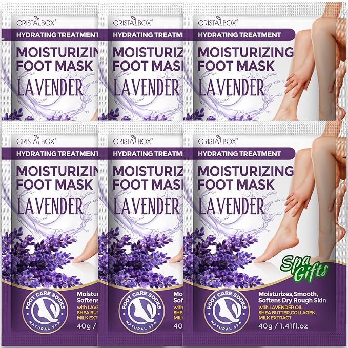 6 Pack Moisturizing Foot Mask,Hydrating Foot Masks for Dry Cracked Feet,Moisturizing Socks Dry Skin Moisturizer for Soft and Smooth Touch Feet,Foot Care Spa Gifts for Women Men Easter Basket Stuffers