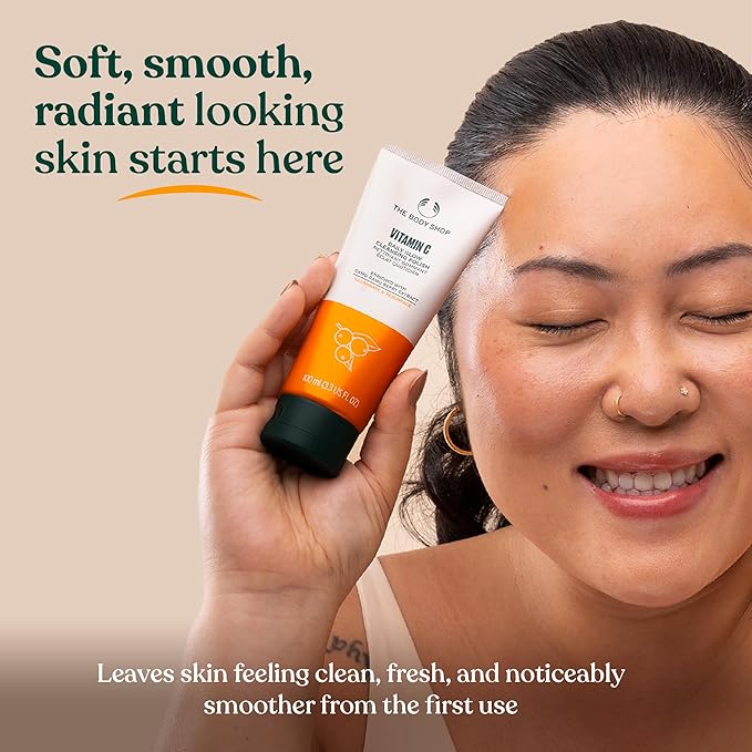 The Body Shop Vitamin C Face Cleanser & Daily Exfoliating Polish | Brightening Facial Wash for All Skin Types, 100ML