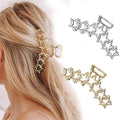 2PCS Y2k Metal Hair Claw Clips Star Hair Clips for Women Big Nonslip Design Claw Hair Clips for Thick and Thin Hair Stitching Silver Gold Large Hair Accessories for Women