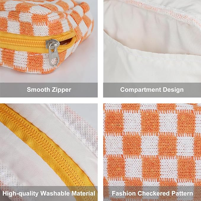 Sanitary Napkin Storage Bag, Menstrual Pad Zipper Bag Checkered Portable Period Bag Panty Liners, Tampon Storage Pouch for Women Ladies Daily Use Storage Purse Travel