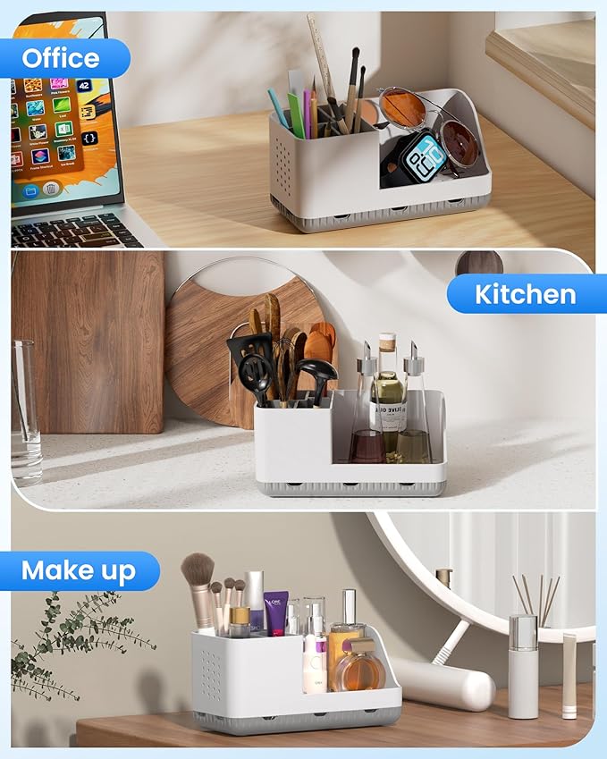 Toothbrush Holders for Bathroom Counter - Detachable Bathroom Organizer and Storage Electric Toothbrush and Toothpaste Holder, Bathroom Decor Accessories for Countertop, Shower, Sink