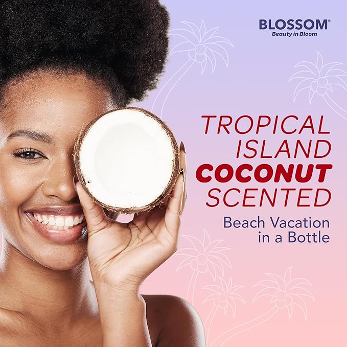 Blossom Dry Body Oil, Scented Body Oils for Women Moisturizing and Hydrating Skincare, Dry Oil for Body Infused with Real Flowers, 2 fl. oz/60ml, Red, Coconut
