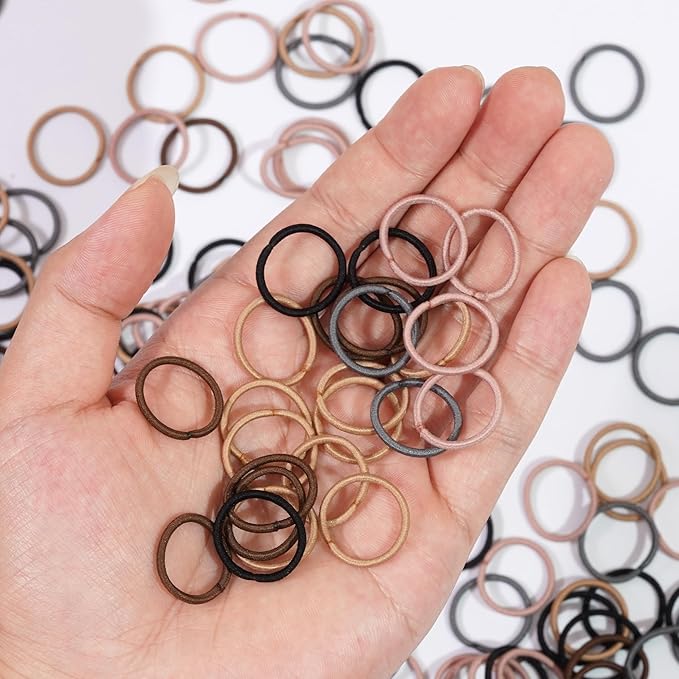 CÉLLOT 360PCS Brown Baby Hair Ties, 2cm in Diameter No Crease Finger Rubber Hair Elastics,Small Thin Hair Ponytail Holders Hair Accessories for Baby Girls Toddlers Kids