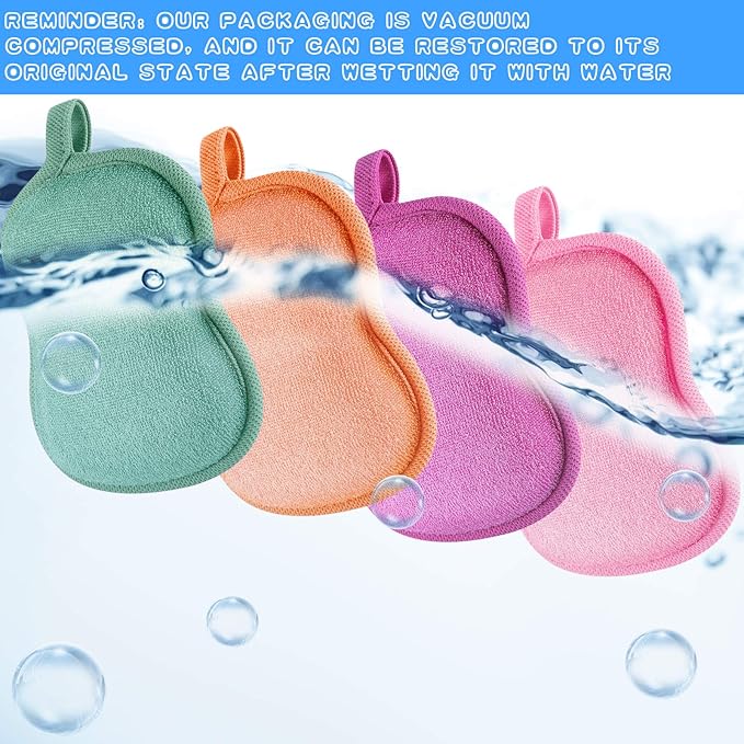 Tatuo 4 Pieces Baby Bath Sponge Cotton Baby Sponge Toddler Soft and Absorbent Loofah for Kids Babies Men Women(Red, Purple, Green, Orange)
