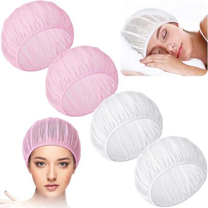 Chuarry 4 Pcs Mesh Sleep Bonnet for Sleeping Night Curly Hair Nets Sleep Caps for Women