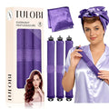 TULOBI 3 Pcs Heatless Curls Overnight - Upgraded Velvet Heatless Hair Curler with Velcro Fastener, Overnight Jumbo Blowout Rods, Hair Curlers to Sleep in for All Hair Types (Purple)