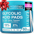 Elvira Glycolic Acid Exfoliating Facial Pads With 10% Glycolic Acid, 2% Salicylic Acid & Niacinamide - 60 Toner Pads, Daily Peel Treatment for Acne Prone Sensitive Skin