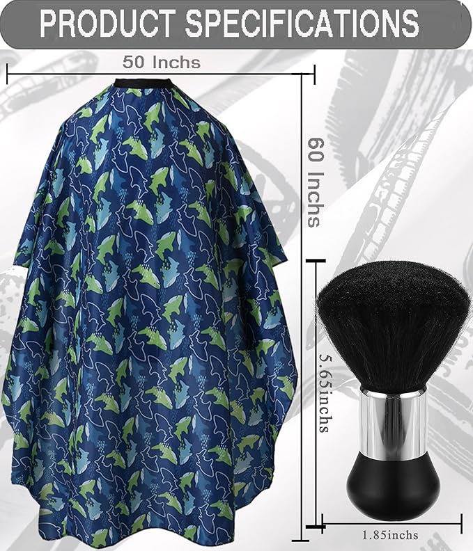 Professional Hair Cutting Cape with Neck Duster Brush, Salon Barber Cape, Hairdressing Accessories A