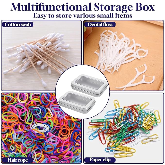 2Pcs Cotton Swab Holder for Travel, Portable Swab Case with Dustproof Lid, Travel Floss Picks Cases for Cotton Swabs Hair Ties Floss(Silver)