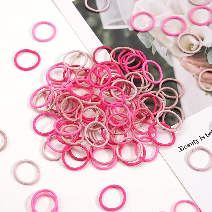 CÉLLOT 360PCS Small Hair Ties,No Crease Pinky Baby Hair Ties,2cm in Diameter Rubber Elastic Hair Ponytail Holder Hair Accessories for Baby Girls Toddlers Kids