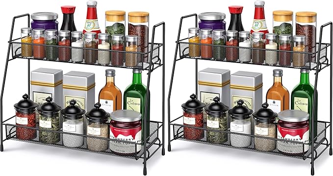 Spice Rack Organizer for Cabinet, Bathroom Organizer Countertop, Bathroom Counter Organizer, Kitchen Countertop Organizer, Bathroom Vanity Organizer (Pack of 2)