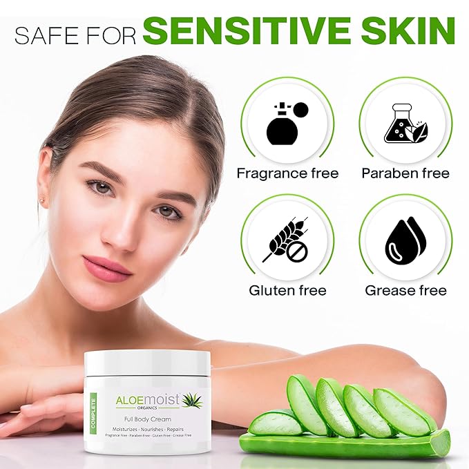 Organic Aloe Vera Face Cream & Body Moisturizing Cream, Natural Aloe Vera Lotion with Vitamin E Oil, Vitamin C, Retinol Cream, Shea Butter, Anti Aging Face Moisturizer for Women Dry Skin (4 oz - 2pk)