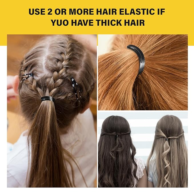 Eboot 500 Pcs 3 mm Black Elastic Hair Bands Mini Rubber Bands Small Hair Ties Ponytail Elastics Holders for Braids Hair