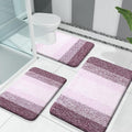 OLANLY Bathroom Rugs Sets 3 Piece, Soft Absorbent Microfiber Bath Mats and U-Shaped Contour Toilet Rug, Plush Shaggy Bath Mat Set for Bathroom (30"x20"+24"x16"+24"x20", Mauve)