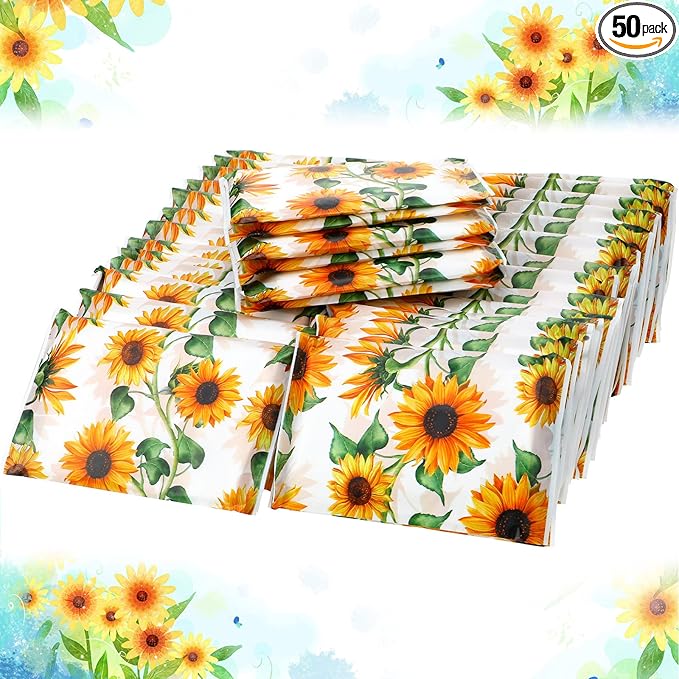 Geyee 50 Packs Tissue Travel Size Facial Paper Napkins Travel Packs Disposable Pocket Tissues for Wedding Guest Traveling School Purse Home Supplies, 500 Sheets 3 Ply(Sunflower)