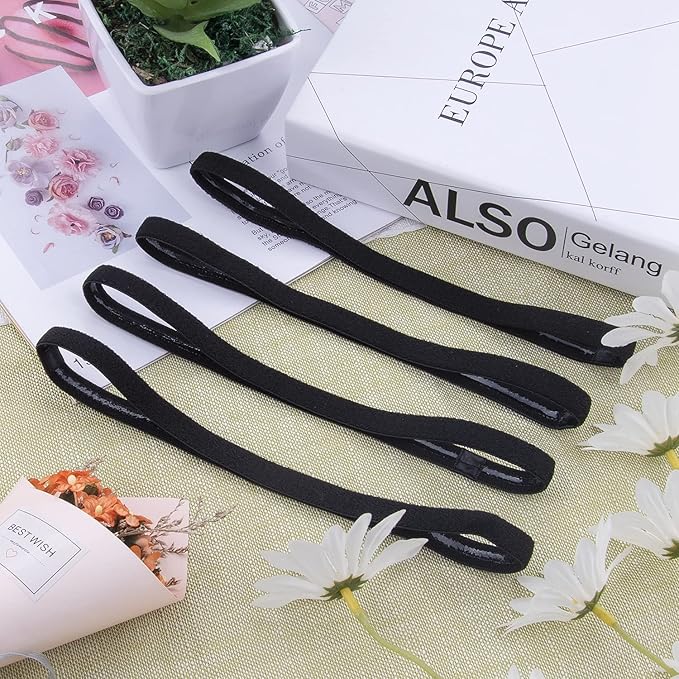 Duufin 20 Pieces Elastic Headbands Non Slip Sport Headband Black Workout Headband Sweatband Fashion Yoga, Running Elastic Sports Headbands for Women, Men and Girls