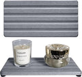 2 PCS Water Absorbing Stone Trays for Bathroom Sink & Kitchen Counter, Fast-Drying Diatomite Sink Caddy, Vanity Tray, Hand Soap Holder with Anti-Skid Pads (Grey, 7.9" x 4"/20 x 10cm)