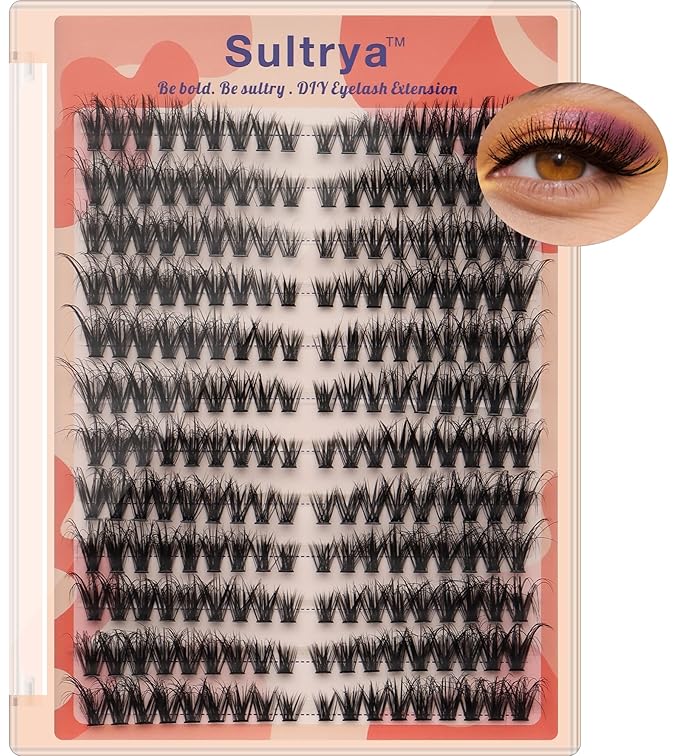 3D Multi-Layered Natural Lash Clusters 216PCS – DIY Eyelash Extensions, Faux Mink Cluster Lashes for Cat Eye&Fox Eye Look, Symmetric Full Volume False Eyelashes for Home Application (8-16mm)