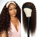 XSY Headband Wig Human Hair #4 Chocolate Brown Deep Wave Headband Wig Human Hair for Woman Unprocessed Brazilian Virgin Hair Machine Made Wigs 150% Density 22 Inch