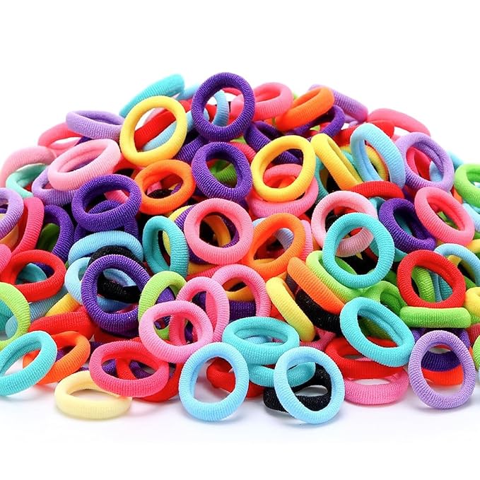 WillingTee 120 Pcs Baby Hair Ties, Cotton Toddler Hair Ties for Girls and Kids, Multicolor Small Seamless Hair Bands Elastic Ponytail Holders,Bright Color