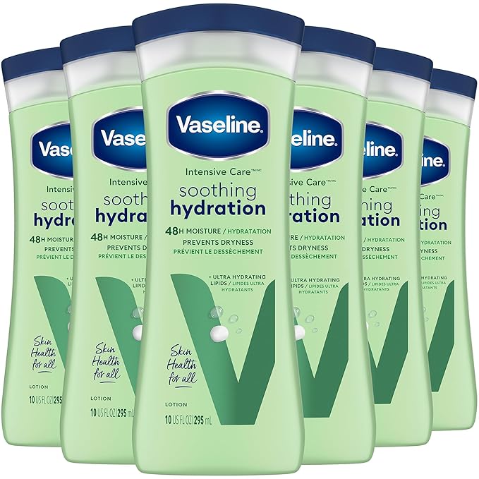 Vaseline Soothing Hydration 6-Pack – Intensive Care Moisturizing Hand and Body Lotion with Aloe, Ultra-Hydrating Lipids, 48 Hours of Moisture, 10 Oz Ea