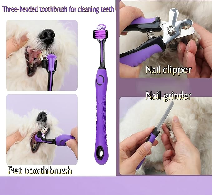 Pet Grooming Tools Kit-9 Packs Dog Cat Grooming Kit Dog Cat Grooming Supplies Dog Cat Brush Set Dog Nail Clippers and Cat Trimming Tools for Short and Long Hair Dog Cat Grooming