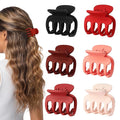6 Pcs Hair Clips Small Claw Clips for Thin Hair Medium Matte Non-slip Hair Accessories for Women and Girls (Red)