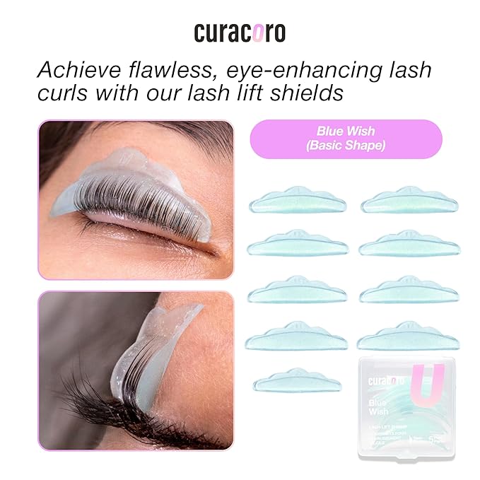 Curacoro Lash Lift Shields, 10 Pcs/5 Sizes Eyelash Perm Pad, Lash Rods for Eyelash Curling and Lifting, Reusable Silicone Tools For Perm Lamination