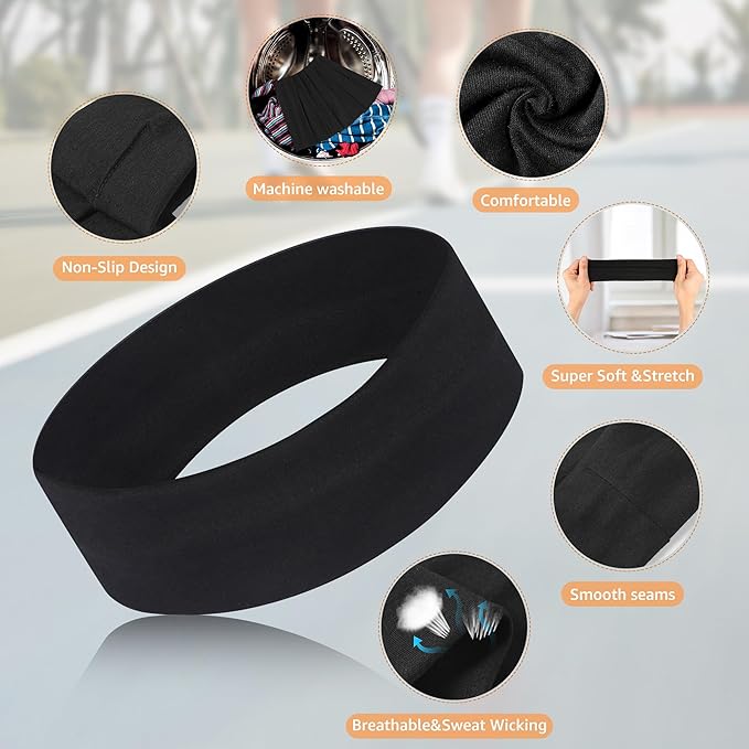 Headbands for Women, Stretchy Non Slip Soft Cotton Cloth Hair Bands for Sports, Workout, Yoga and Running, 7pcs