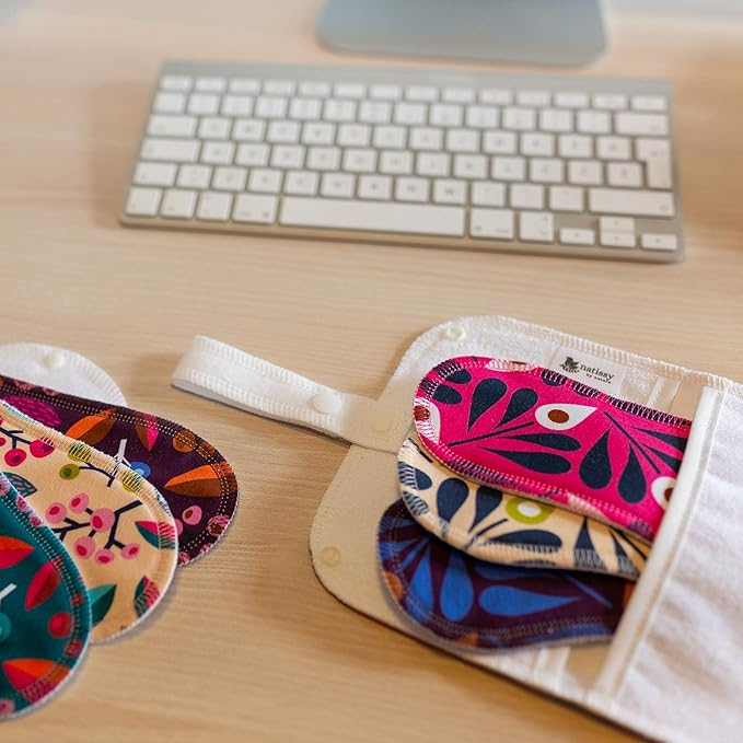 Wet Bag with Double Pocket; Keep The Fresh Pads on one Side, Used Ones on The Other; Perfect Storage for Reusable Sanitary Pantyliners, Menstrual Towels, Makeup Remover and Washable Nursing Pads
