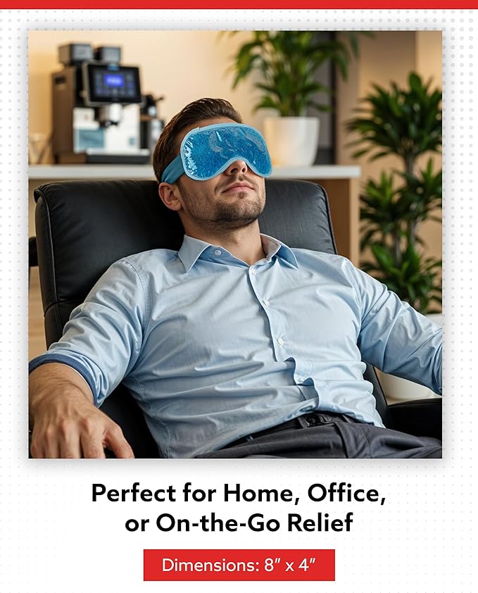 Alpi Plush Gel Beads Hot/Cold Eye Mask – Eye Masks for Dark Circles and Puffiness – Microwavable Plush Pack for Relaxation & Tension Comfort – Reusable Heated or Cooling Compress – Baby Blue, 8”x4”