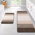 OLANLY Bathroom Rug Set 2 Piece, Soft Absorbent Microfiber Bath Rug Set, Non-Slip, Machine Wash Dry, Plush Shaggy Bath Mats for Bathroom (47"x20"+24"x16", Light Brown)