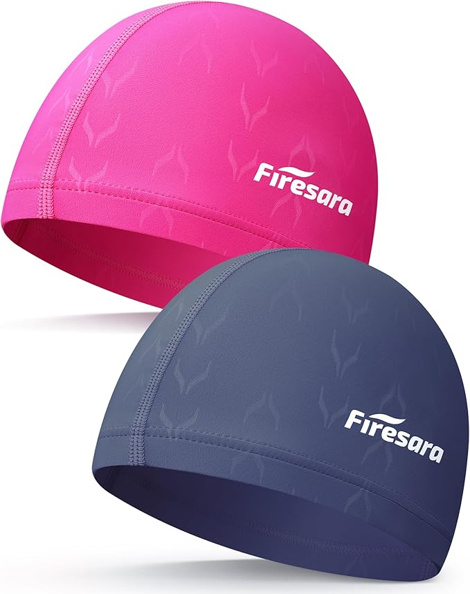 Firesara Fishtail Fabric Swim Cap for Men Women, Breathable High Elasticity Swimming Cap Hair Protection Quick Dry Soft for Long Hair Short Hair, Kids Boys and Girls