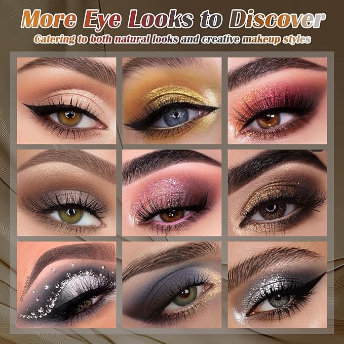 Professional Neutral Smokey Eyeshadow Makeup Palette, Matte Shimmer Metallic Black Grey Dark Goth Eye Shadows for Halloween, Pigmented Warm Smoky Naked Nude Rosy Gold Brown Pallet Daily Make Up Kit